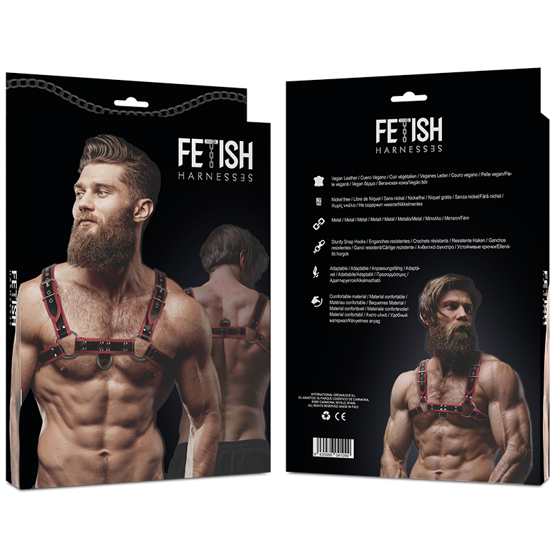 Imbracatura Petto Ecopelle Nero/Rosso — Fetish Submissive