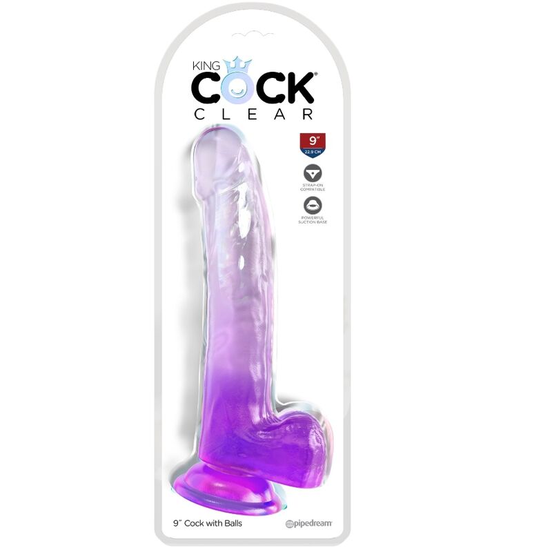 King Cock Clear 20,3 cm Viola con Testicoli — Pipedream