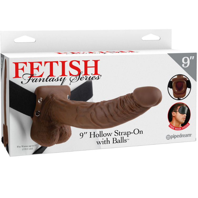 Strap-On Cavo con Sfere 22,9 cm Marrone — Fetish Fantasy