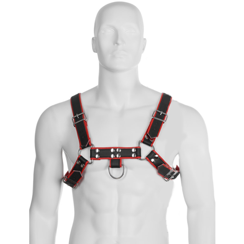 Imbracatura a catena III nero/rosso — Leather Body