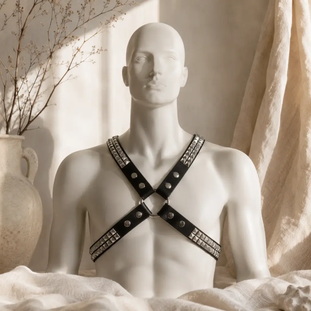 Imbracatura con borchie piramidali — Leather Body