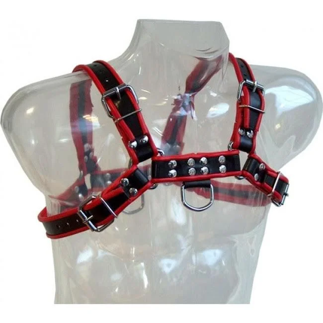 Imbracatura a catena III nero/rosso — Leather Body