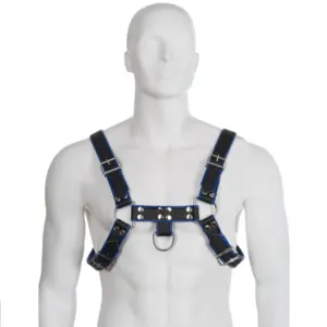 Imbracatura Bulldog Blu e Nera — Leather Body
