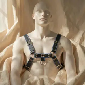Imbracatura Bulldog Blu e Nera — Leather Body