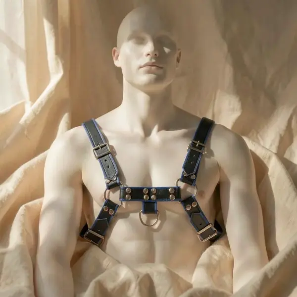 Imbracatura Bulldog Blu e Nera — Leather Body