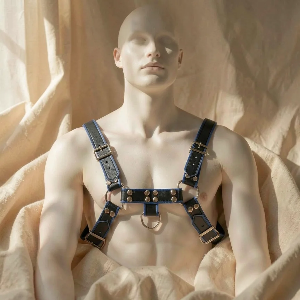 Imbracatura Bulldog Blu e Nera — Leather Body
