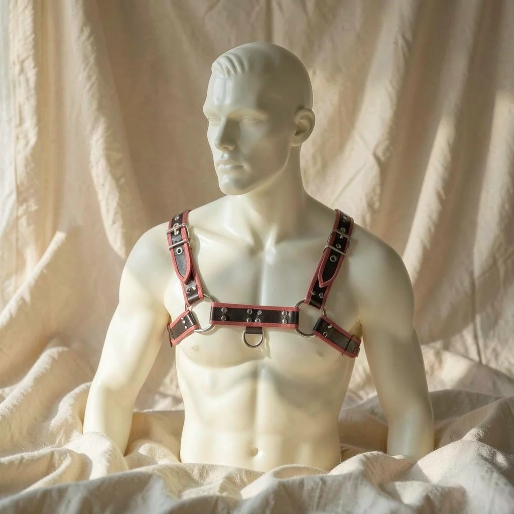 Imbracatura Petto Ecopelle Nero/Rosso — Fetish Submissive